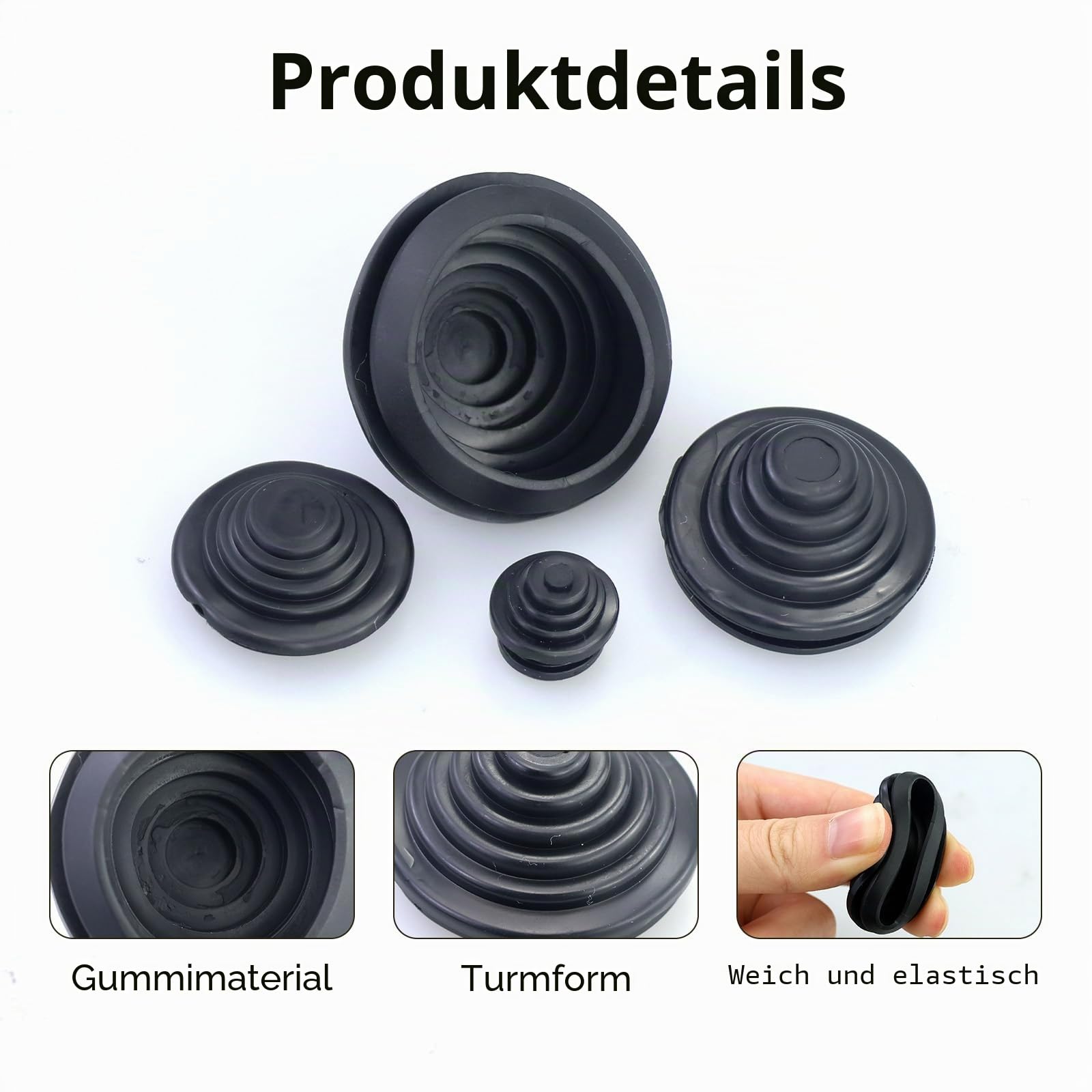 66 StüCk Gummi KabeldurchfüHrung,Flexibles Gummi Tower Kabeldichtungen,Wasserdicht KabeltüLlen,KabeldurchfüHrung Dichtungsschutz Ring Loch 10/20/ 25/30 mm,Zum Schutz Von DräHten, Kabelverbindern