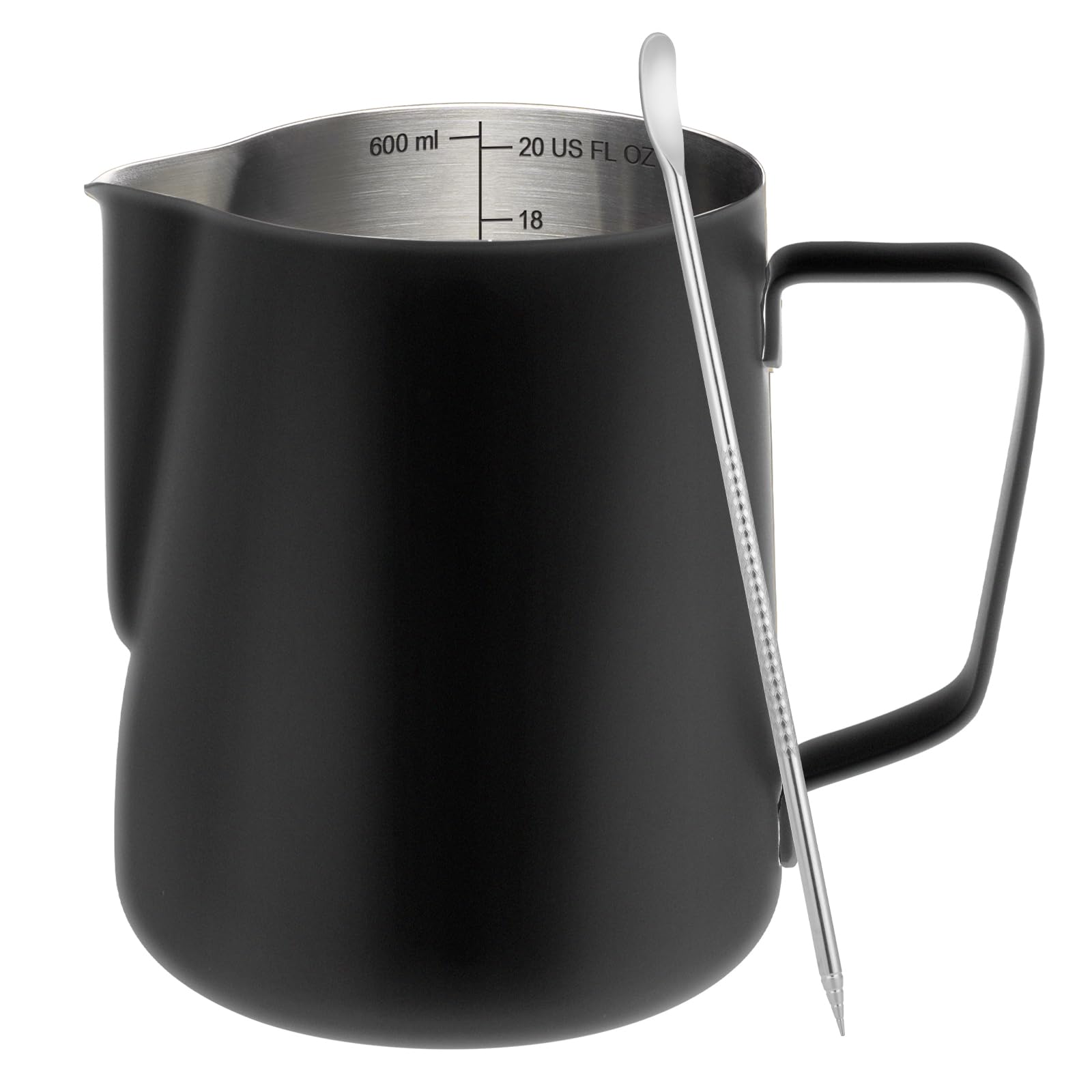 Amrules Milk Frothing Pitcher 20oz Frother Cup Barista Tools, Black