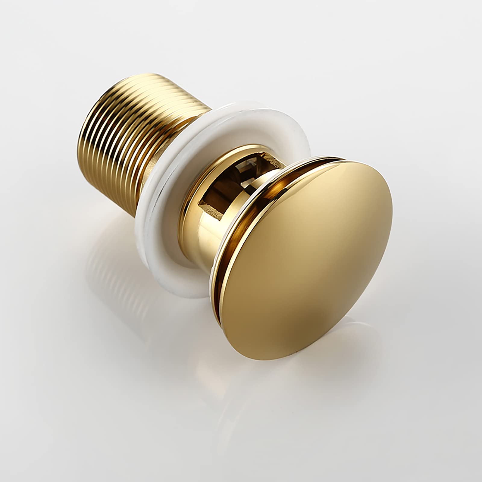 Tapón de Lavabo de Acero Inoxidable, Tapón de desagüe emergente con rebosadero for Lavabo de baño, latón Pulido y Dorado