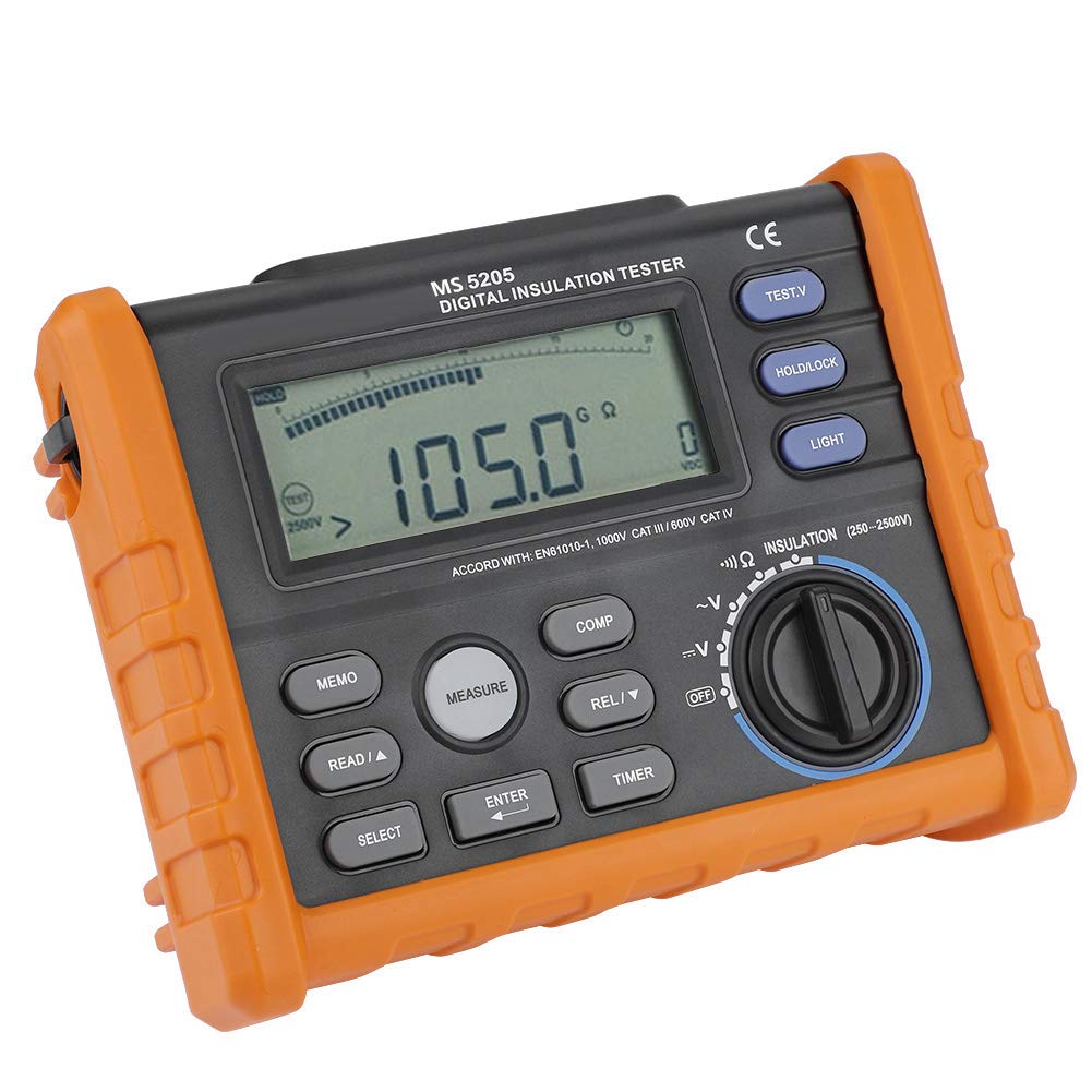 Isolationswiderstandstester - Zuverlässige Messwerkzeug für Isolierungstests - Testdämmwiderstand, PI, DAR - mit Hintergrundbeleuchtung - Peakmeter MS5205