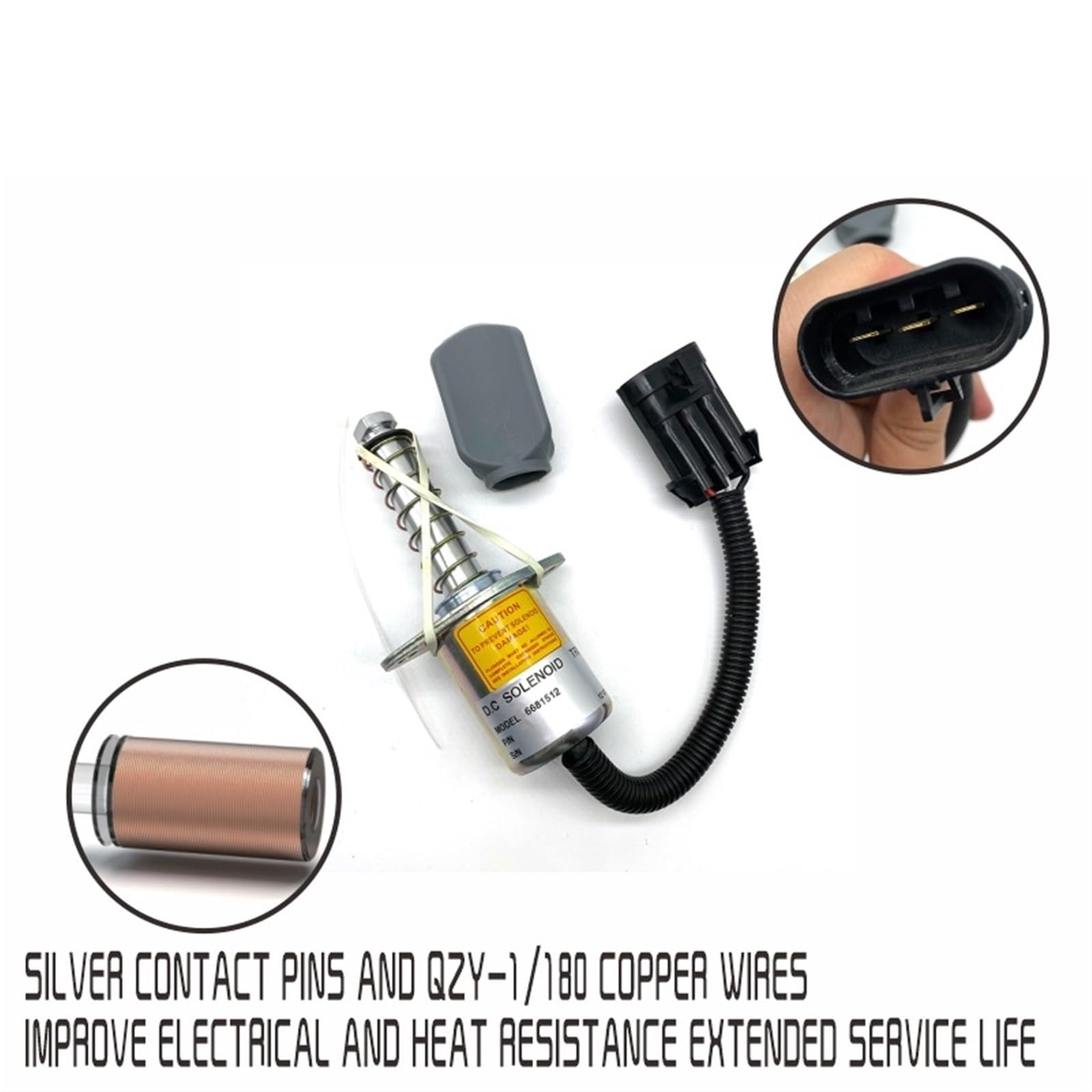 BIVOO Solenoide de Parada de Apagado de Combustible 6681512 12V 6681513 6690563 for S70 S100 S130 S150 S160 S175 S185 S205 S220 solenoide de Parada