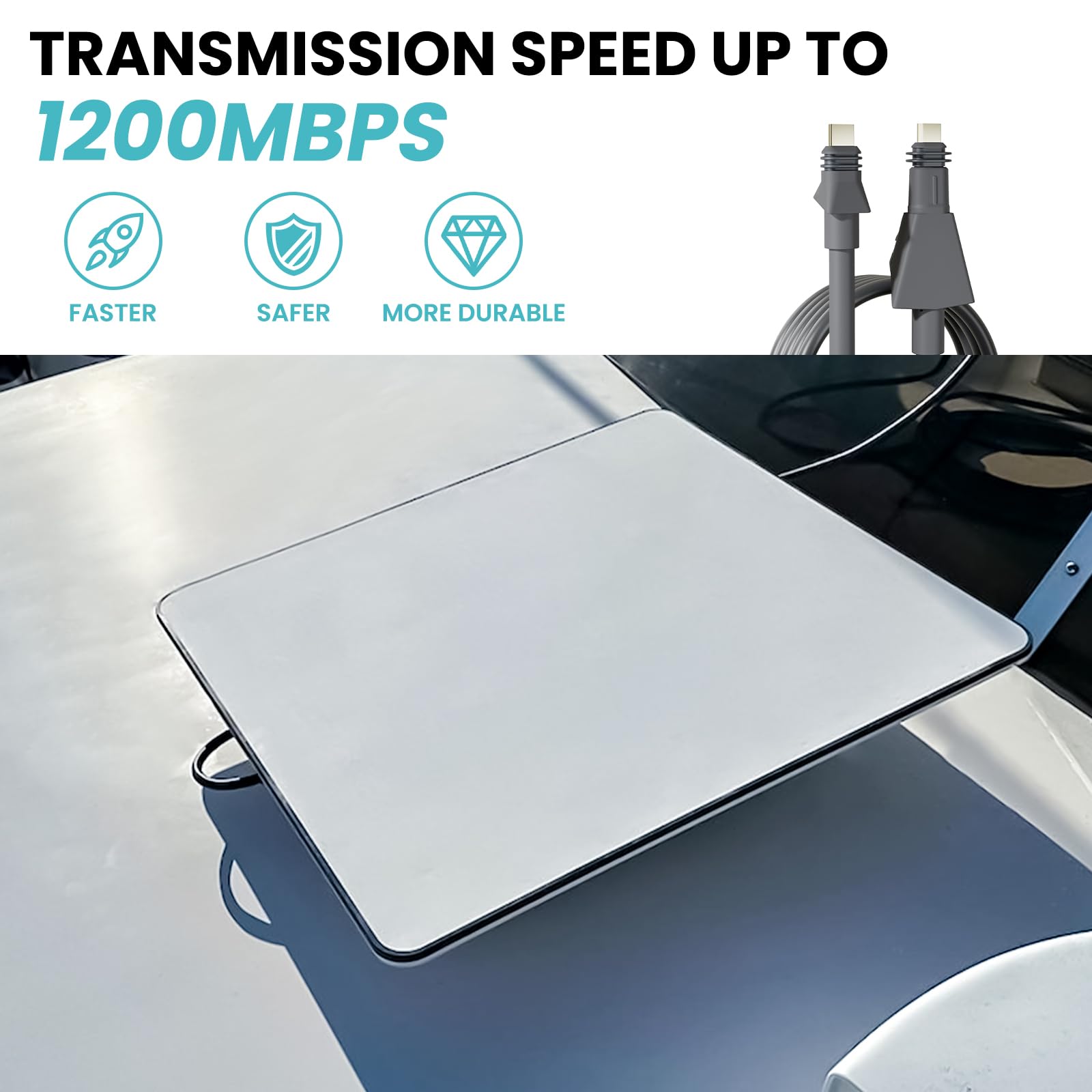 Starlink-Kabel 25 m, Grau, Stecker auf Buchse, für Starlink Flat High Performance, Hochleistungskabel mit Allwetter-Konnektivität und Plug-and-Play-Funktionalität