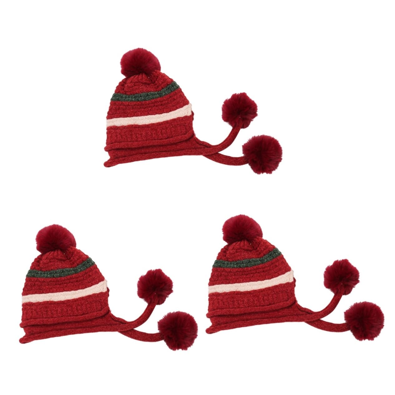 GALPADA 3piezas Gorro De Lana Para Mujer Pompones Diseño Cálido y Cómodo Gorro De Esquí Unisex Para Actividades Al Aire Invierno Rojo