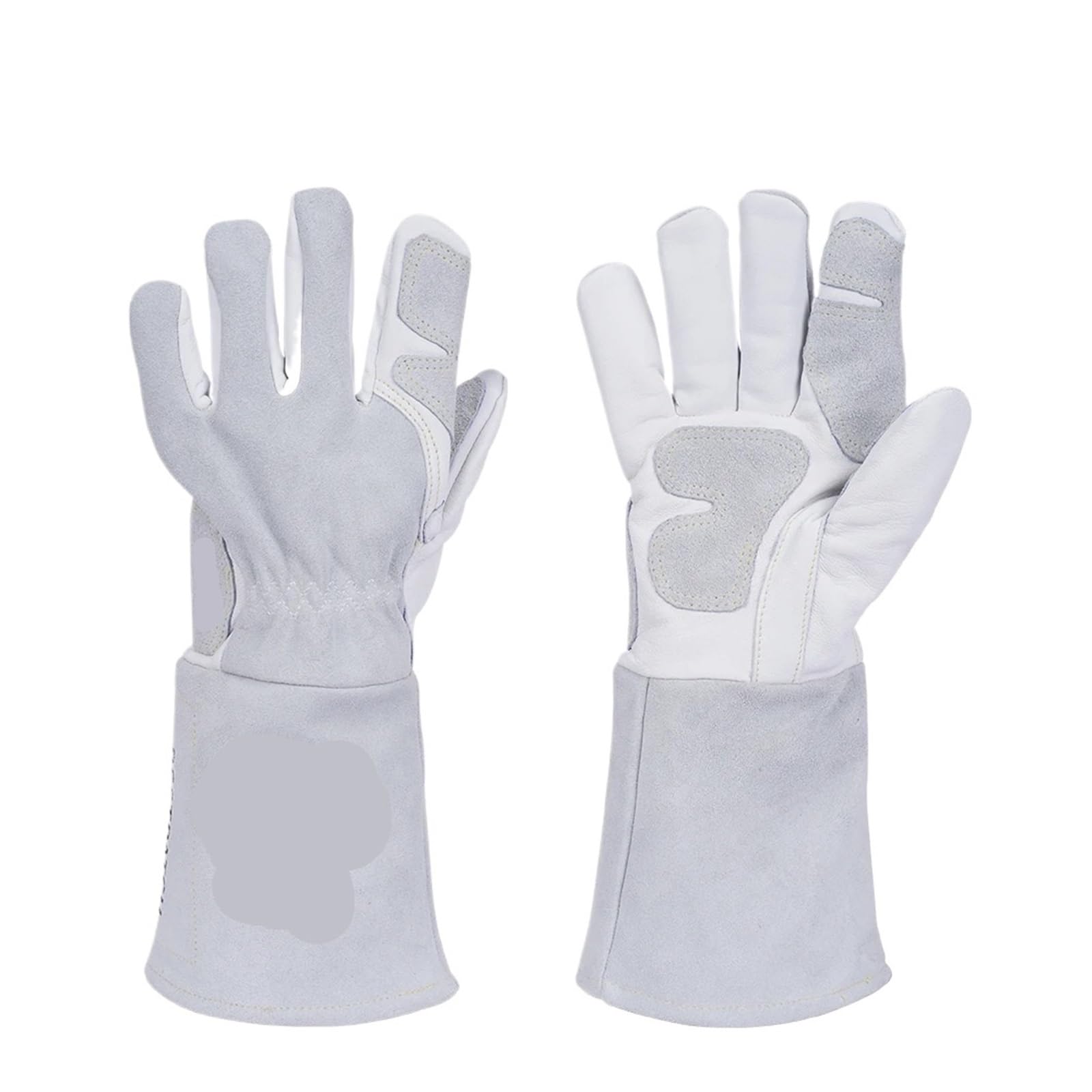 Guantes Soldador Guantes de soldadura cuero resistentes al calor for soldar/cocinar/barbacoa guantes trabajo seguridad protectores blancos y grises