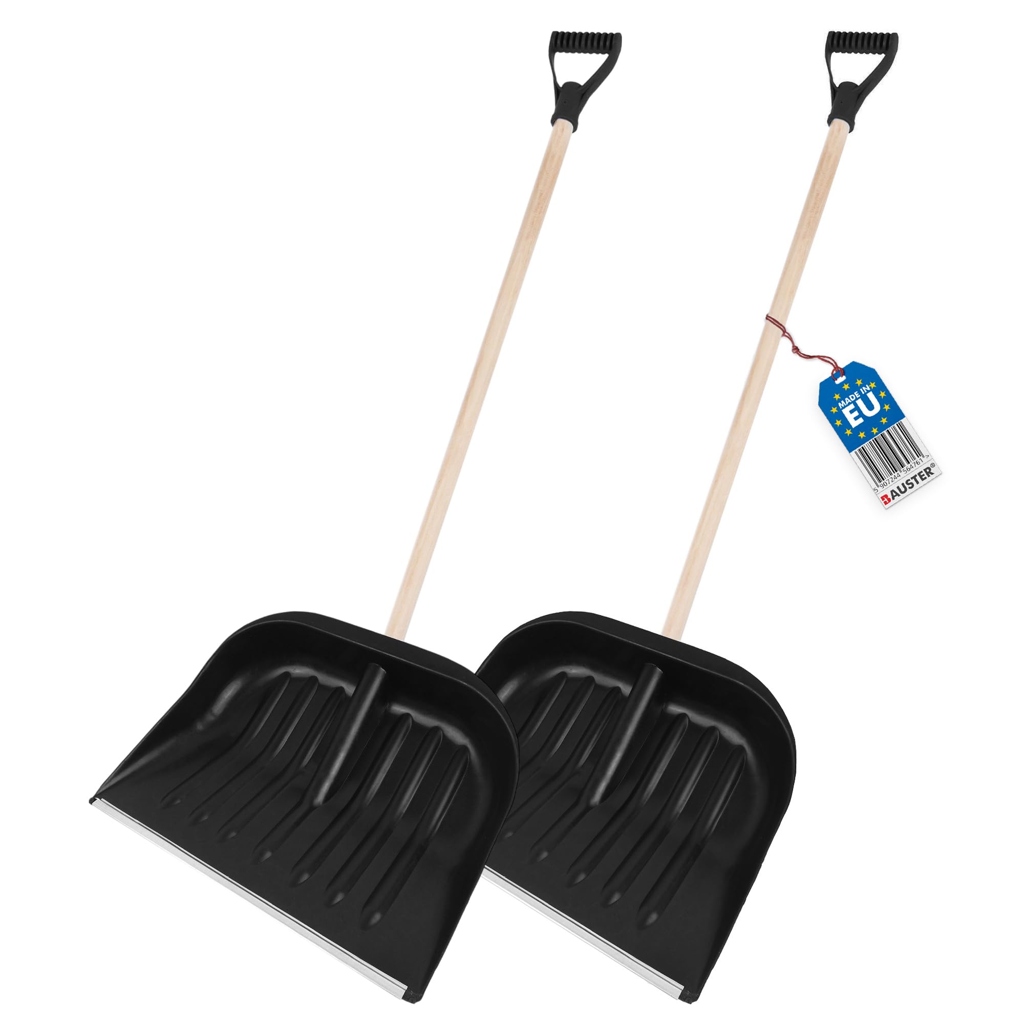 2X Schneeschaufel Kunstoffschaufel mit Holzstiel Schneeräumer für kleine und große Schneemengen Robust Schaufel für den Haushalt Hohe Quality Haushaltsschaufel Schnelle Schneeräumung