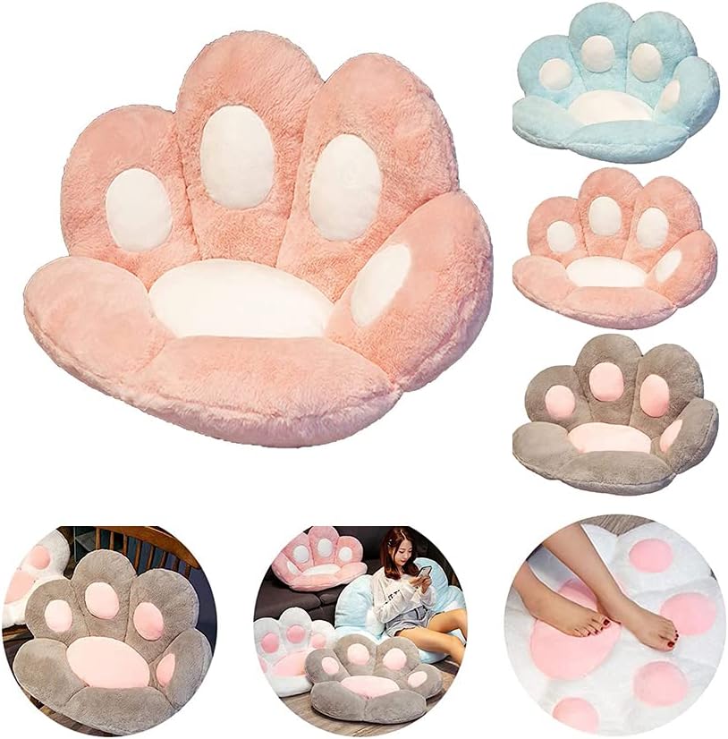 Cat Paw Cushion Cute Seat Cushion,Cat Paw Shape Lazy Sofa Bear Paw Chair Cushion Bear's Paw Office Chair Cushion,Office Cozy Warm Seat Pillow,Plush Sofa Cushion Home Decoration （L-31.4x27.5in,Pink
