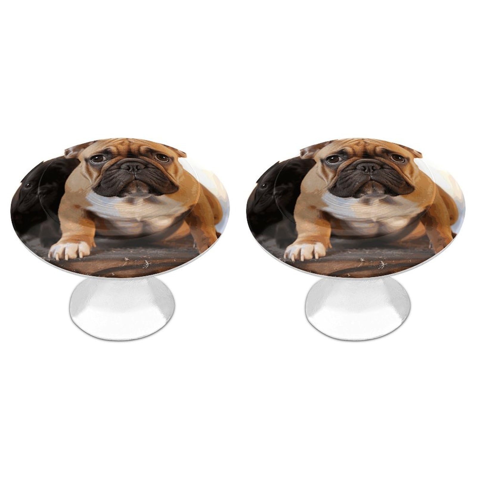 Fekiloot White Cute French Bulldog Cabinet Knobs For Kitchen Ornament, Round Zinc Decorative Drawer Pulls For Cabinets Trendy, Dresser Drawers Pulls Bathroom Dresser Knob With Screw