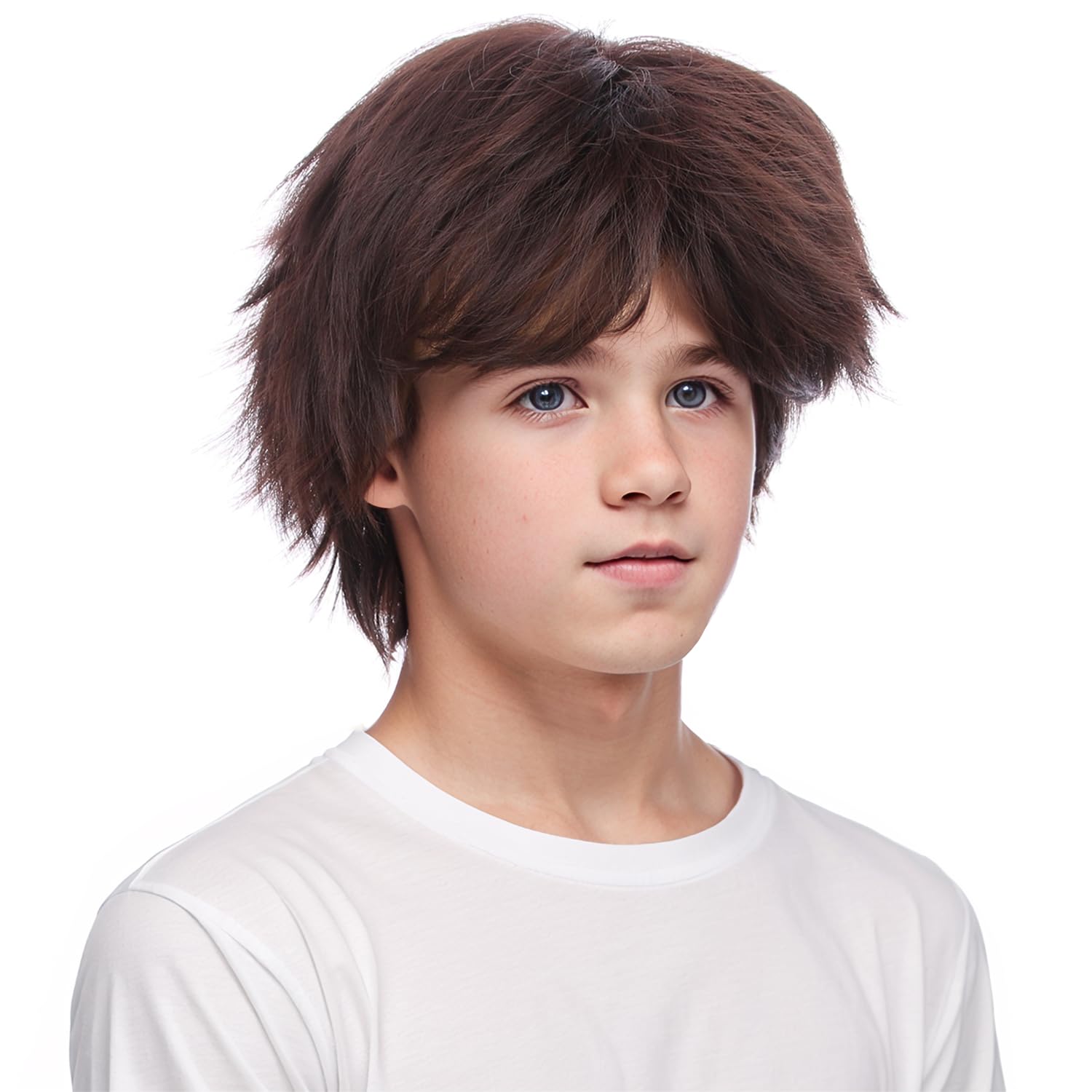 WAVELNM Kids Short Brown Wig Boys Brown Wigs Short Straight Wig for Boys Child Daily Halloween Costume Synthetic Wigs