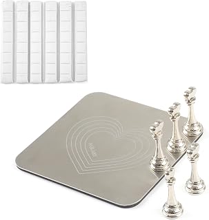 Nail Holder for Painting Nails, Heart Nail Stand for Press ons / Nail Display / Nail Practice with Reusable Adhesive Putty, Nail Tech Must Haves Nail Supplies (Argent)
