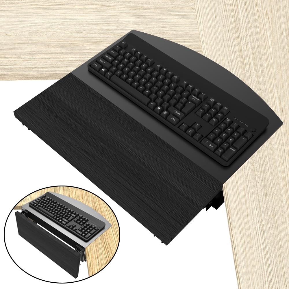 Rangement Poste Travail Connecteur D'angle VIVO DESK-AC07S - Plateau Pour Bureau En L, Support Clavier, Noir, 43,2 Cm