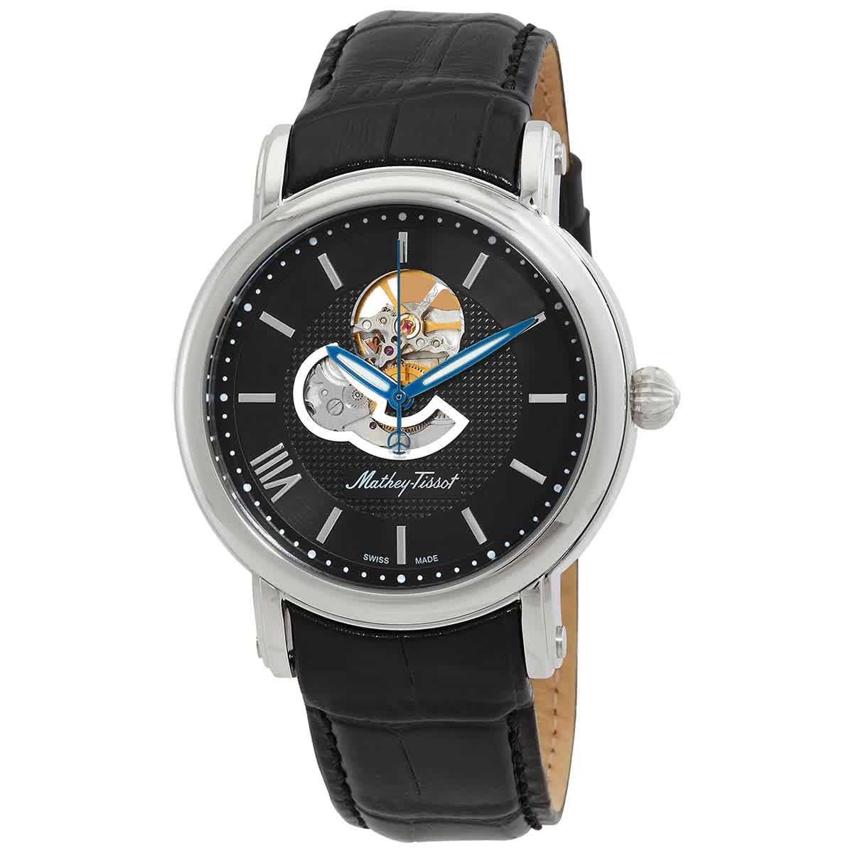 Mathey-Tissot Leather Black Dial Automatic Analogue Watch for Men - H7053An, Black Band (B0C8499TH7) Amazon Price History, Amazon Price Tracker