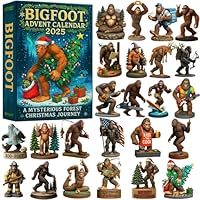 Bigfoot Adventure Calendar 2025, 24 Days Holiday Countdown Calendar with Festive Bigfoot Figurines, Christmas Advent Calendar for Tree Decor, Family Holiday Gift