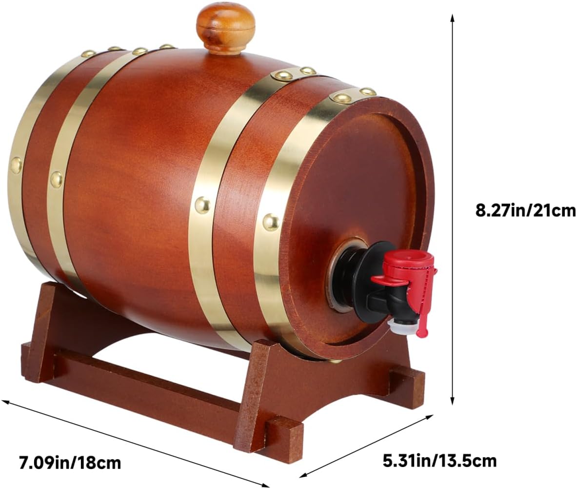 SHINEOFI 1 Gallon Oak Aging Barrel with Stand Bung And Spigot Wooden Mini Whiskey Barrel Wine for Aging Whiskey Bourbon Cocktails Rum Tequila Mead Wine