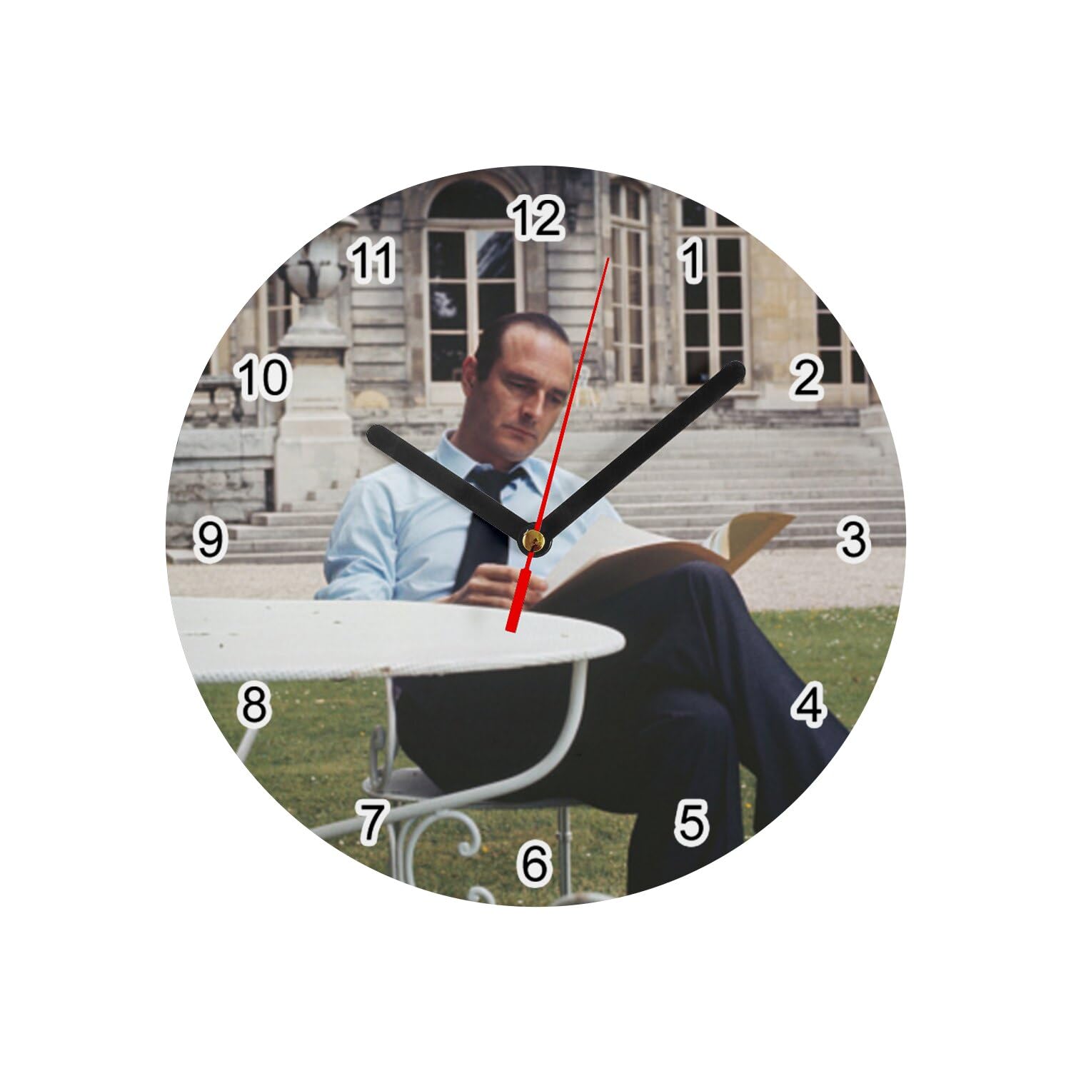 Horloge murale en verre Jacques Chirac ideale pour personnaliser un bureau moderne