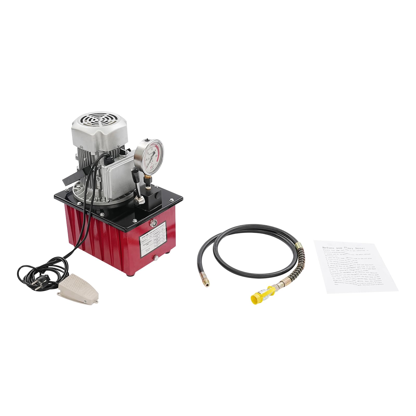 Hydraulikpumpe Elektrisch 70MPa, Elektrohydraulische Pumpe 0,75KW mit Fußpedal, Hydraulikaggregat 7L Öltank, Hochdruckpumpe für Hydraulischer Zylinder, Hydraulikpresse, Hebewerkzeug & Biegewerkzeug