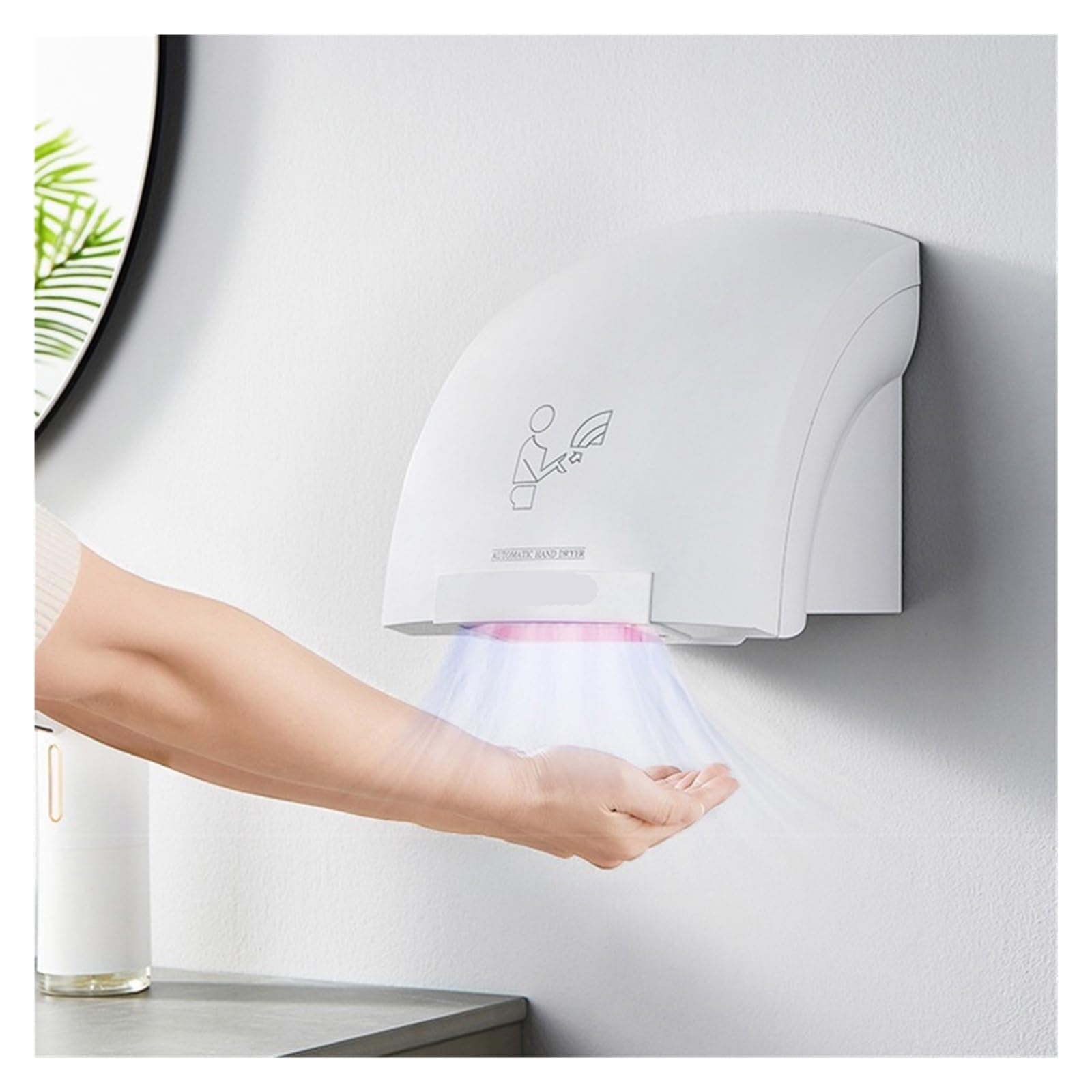 Secamanos Electrico, Secador de Manos de inducción Inteligente Totalmente automático, montado en la Pared, de Aire Caliente frío de Alta Velocidad.