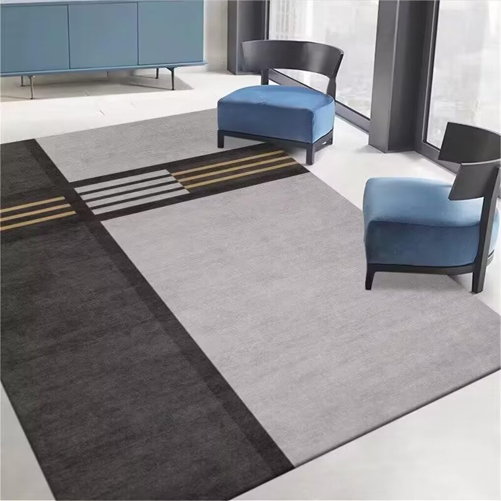 Tapis de salon gris unicolore 140x210 cm antidérapant et lavable