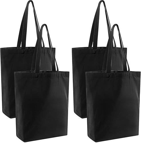 4 Pcs Reusable Large Canvas Tote Bags, Blank Multi-purpose Canvas Bags, Suitable for DIY Project, Grocery, Shopping. disponible en Yaxa Colombia