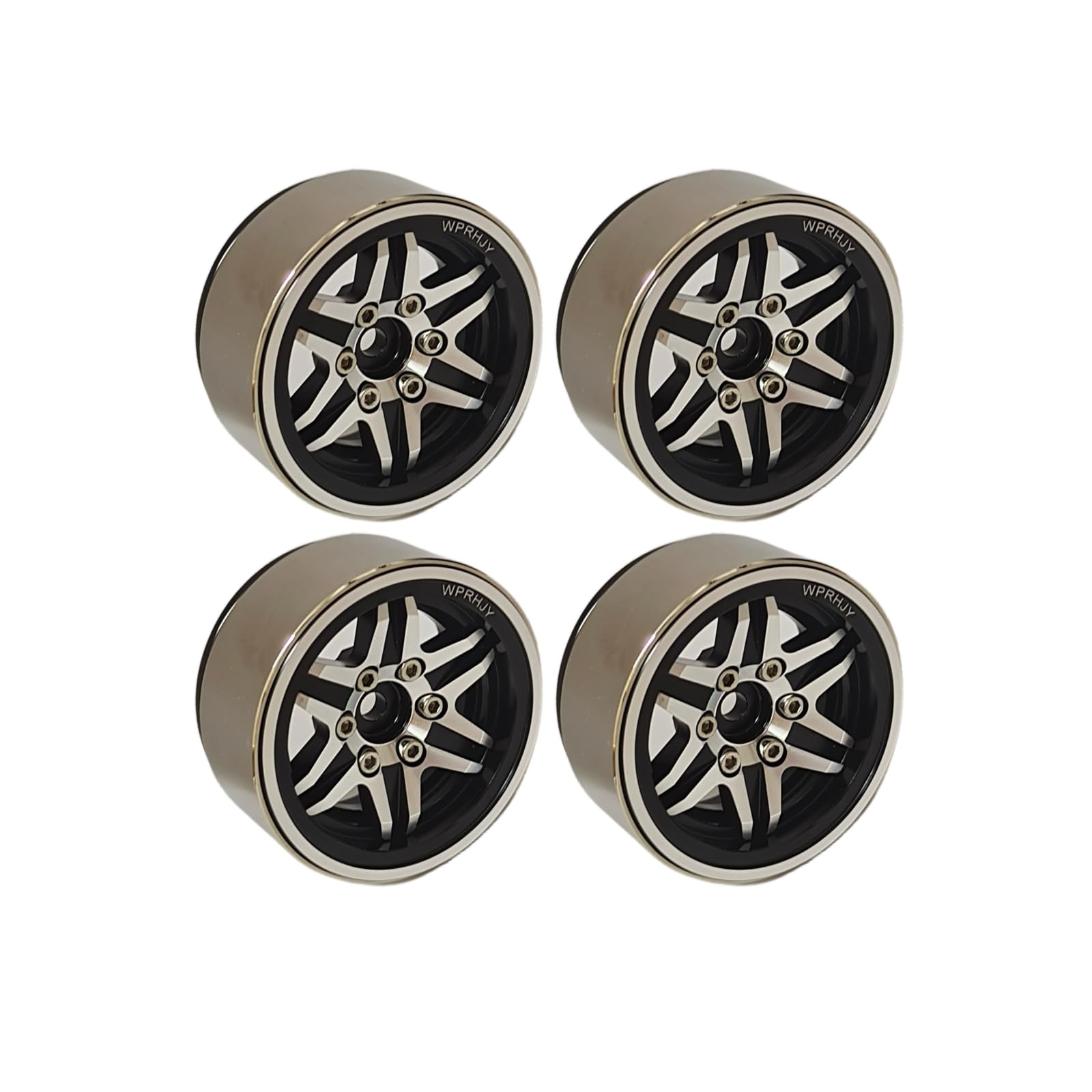 WPRHJY Aluminum 1.9 Beadlock Wheels ?Cool Design Wheel Hub, Set of 4, for 1:10 RC Crawler Axial TRX4 TRX6 SCX10 II 90046 SCX10 III AXI03007 Redcat Gen7 Gen8 (Silver Black)