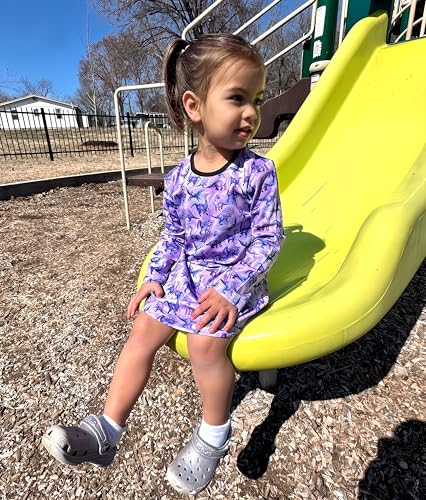 The Picket Fence Girls Dinosaur Dress Toddler, Sensory Friendly Kids Dresses for Girls, Play Clothing for School2