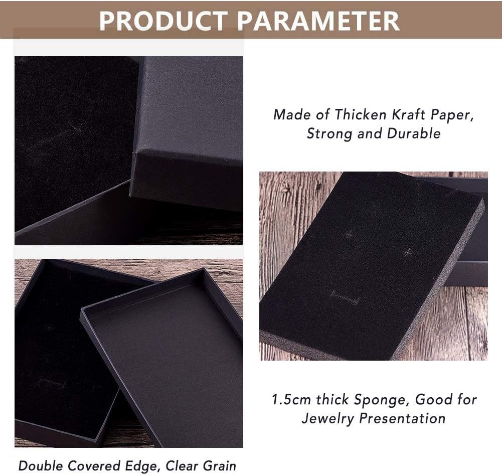 BENECREAT 6 Pack Black Necklace Gift Box 7.8x5x1.2 Cardboard Jewelery Boxes Kraft Paper Box with Sponge for Necklace, Earring, Mother's Day Gift Packaging - Image 5