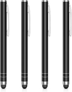 MoKo Stylus Pen(4PCS), Universal Capacitive Touch Screen Rubber Tip Digital Pen Compatible with iPad, iPhone, Samsung, Kindle, All Capacitive Touch Screen Devices Smartphones & Tablets - Black