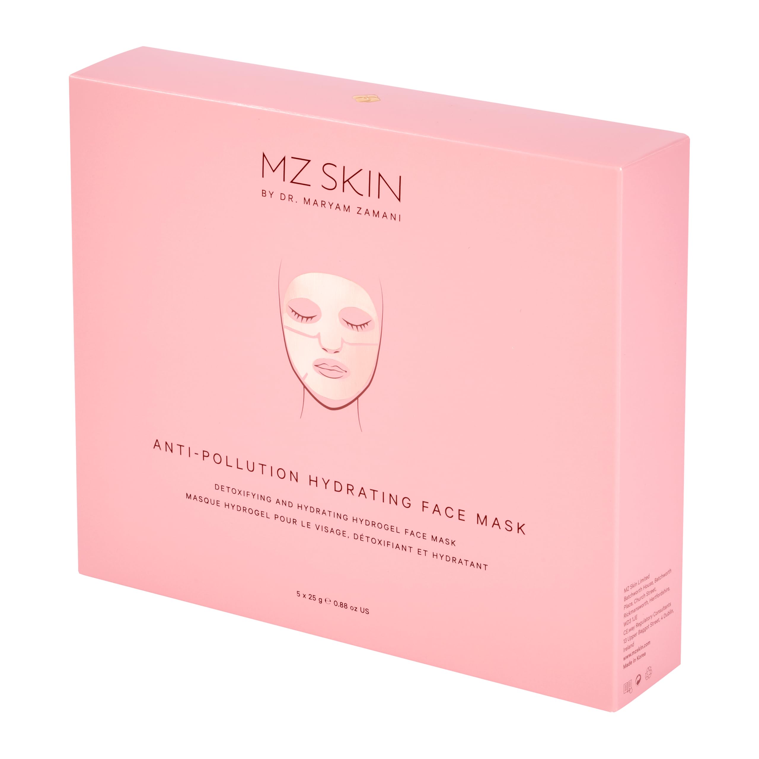 MZ SKIN Anti-Pollution Hydrating Face Mask - Detoxifying Hydrogel Treatment for Radiant Glowing Skin, With Vitamin C, Centella Asiatica, Tranexamic Acid & Hyaluronic Acid