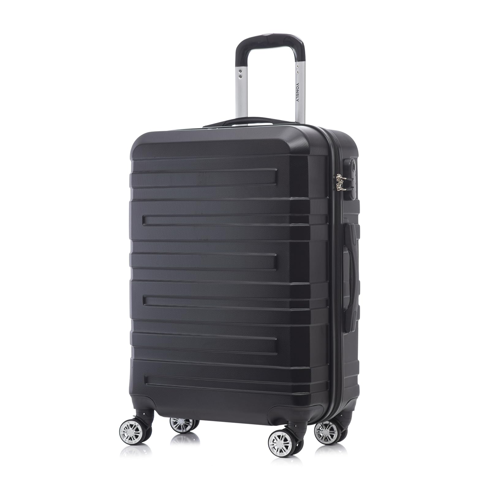 YONSLY Trolley Koffer Set, Reisekoffer, Rollkoffer Handgepäck, Kabinkoffer Suitcase, Gepäckset mit 360° Rollen, Hartschalenreisekoffer, Zahlenschloss, Gummigriff