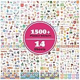 Planner Stickers - 12 Monthly Calendar Stickers for Celebrations Decorating, Journals, Office Accessories/Planner Stickers for Festival Events, Holidays (14 Sheets, 1500+ Stickers Per Pack)