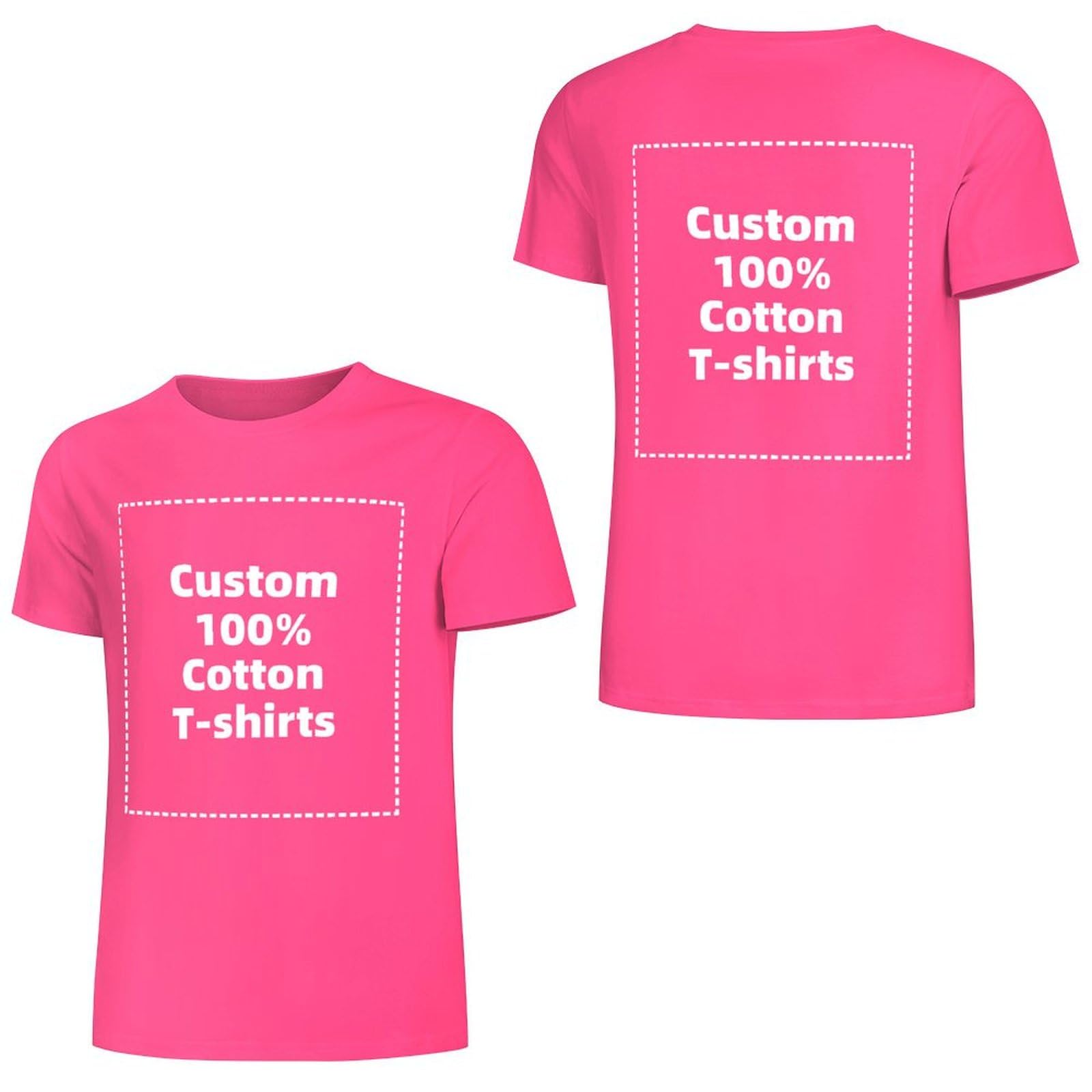 77Tikbook Unisex Magenta Custom T-Shirts For Men & Women - Design & Make Your Own Shirt, Personalized Cotton Tee With Front/Back Photo & Text Printing