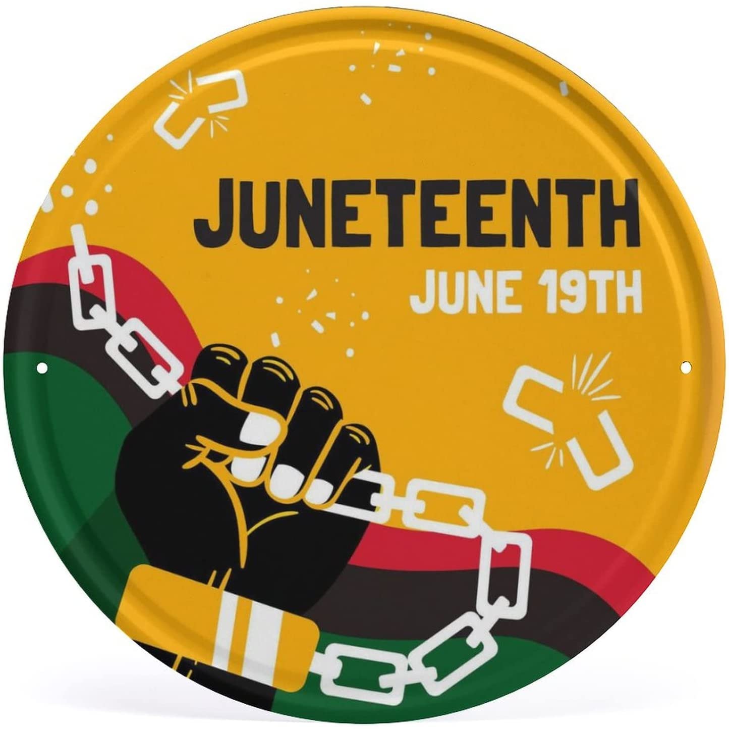 Juneteenth Metal Sign Wreath June Freedom Day Black Cultural Pride Social Justice Anti Racismsm Vintage Round Style Tin Sign Metal Sign Wall Poster Wall Decor Door Plaque Tin Sign 12x12 Inch