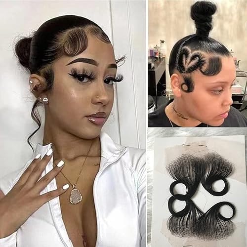 JZhair 4 piezas de cabello de bebé de encaje suizo HD con borde de rayas cabello virgen humano real pelo de bebé reutilizable más natural para