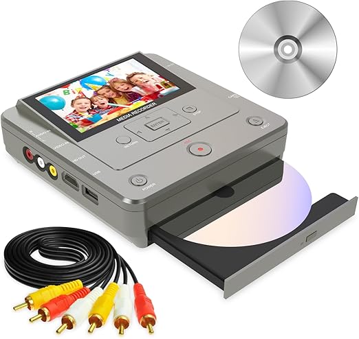 VHS to DVD Recorder, TV to USB Device or SD Card or HDD Recorder, Smart Phone WiFi to DVD/USB/SD/HDD Copy, WiFi APP Media Recorder【Comes with 10 Free DVD-R 】 (Medium Gray)