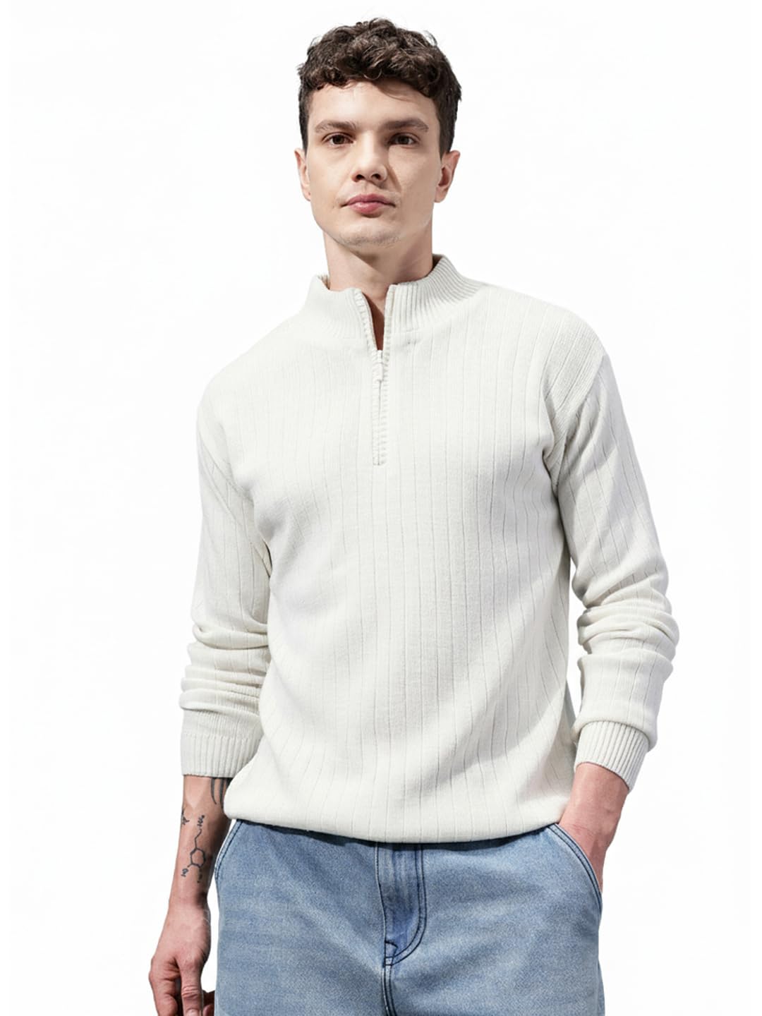 kasma Men’s Acrylic Mock Collar Striped Sweater – Stylish Long Sleeve Winter Pullover with Soft Warmth & Modern FitKSM-24-picture-17