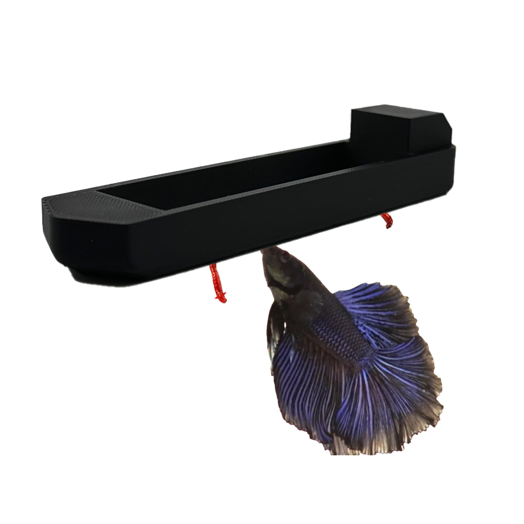 Aquarium Feeder Frozen Blood Worm Boat for Fish Tank Aquarium Feeding (Black)