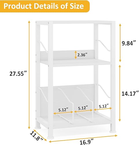 Miniatura 3 de Hosfais Soporte para tocadiscos de 3 niveles, mesa auxiliar de almacenamiento de discos de vinilo retro, estante para sala de estar y dormitorio