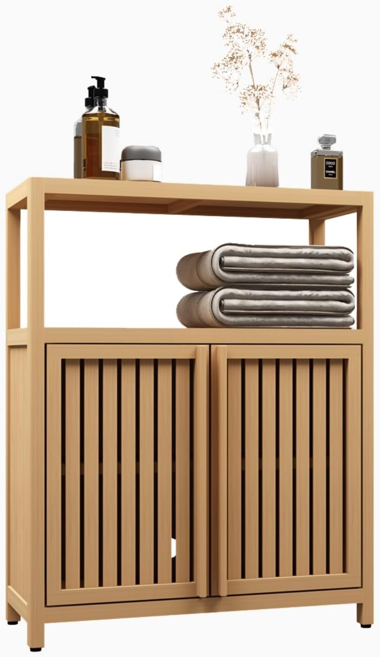 Large Capacity Bamboo Storage Cabinet Furniture for Bathroom Living Room Bathroom Bamboo Storage Cabinet with Shelves