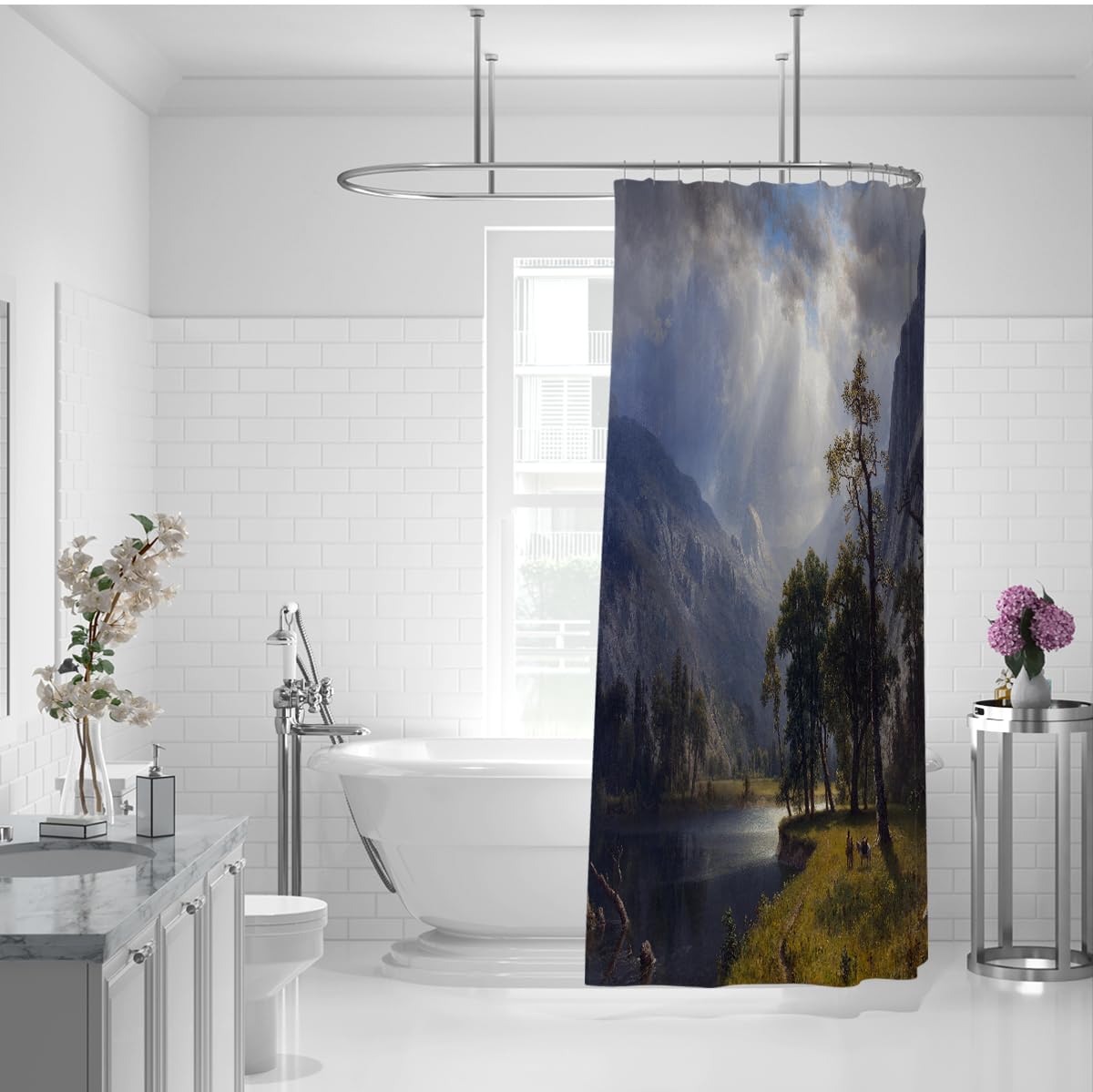 Dolina jeziora krajobraz zasłona prysznicowa do łazienki 180x200cm