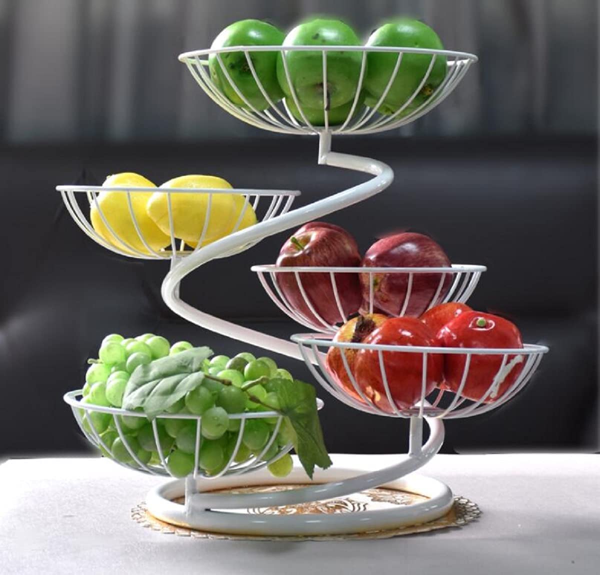 Cesta de frutas de metal de 5 niveles, soporte de almacenamiento de cocina desmontable para frutas, verduras, aperitivos y pan