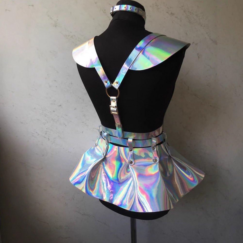 Cinturón De Falda De Cuero Sintético para Mujer, Tirantes Holográficos Coloridos, Accesorios para Vestidos De Fiesta, Cinturón De Cintura, Disfraz De Cosplay