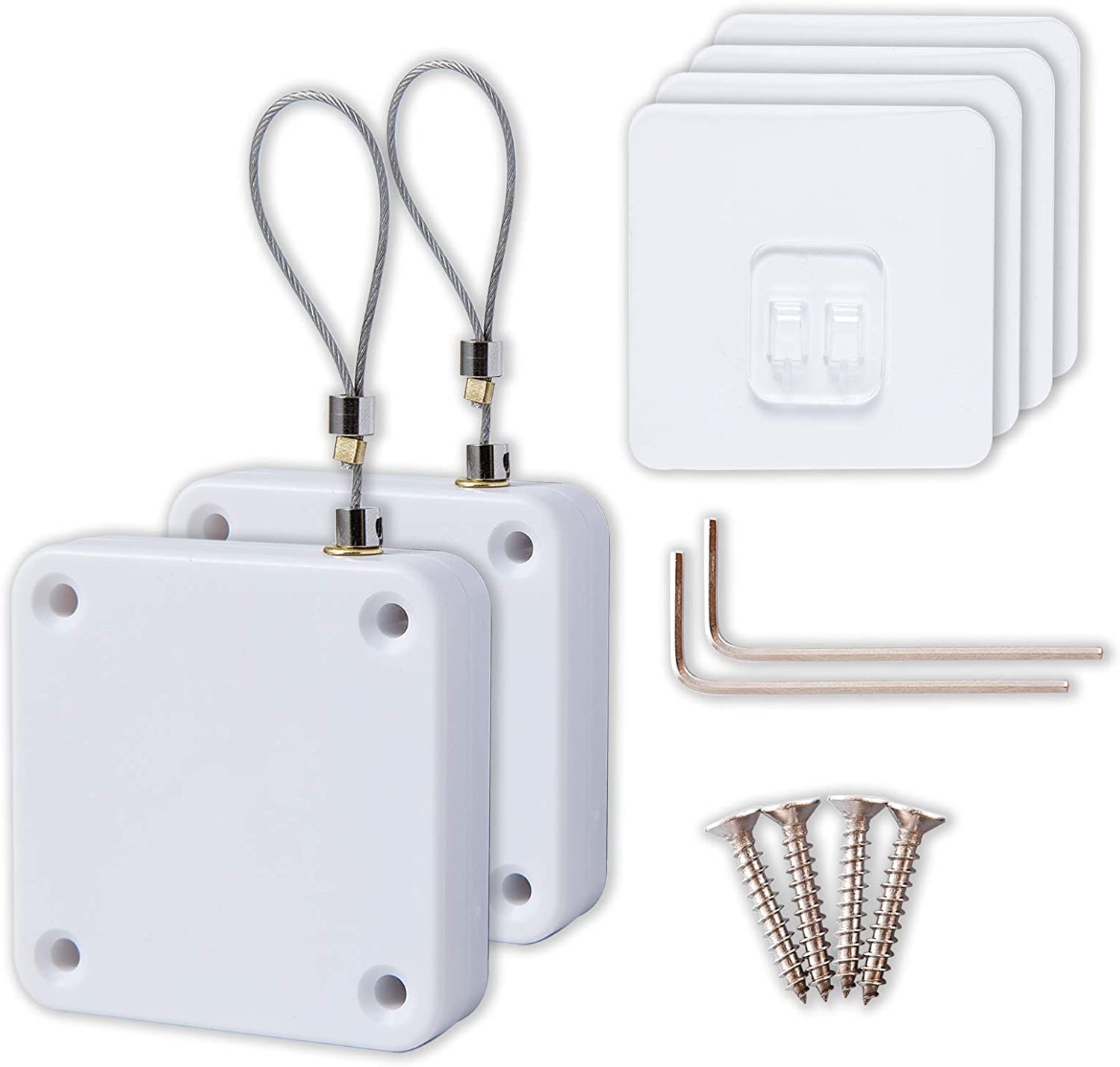 Automatic Sensor Door Closer - Punch-Free Spring, Residential Sliding Screen, Commercial Multifunctional for Bedroom/Storm/Home (2 Pack White)