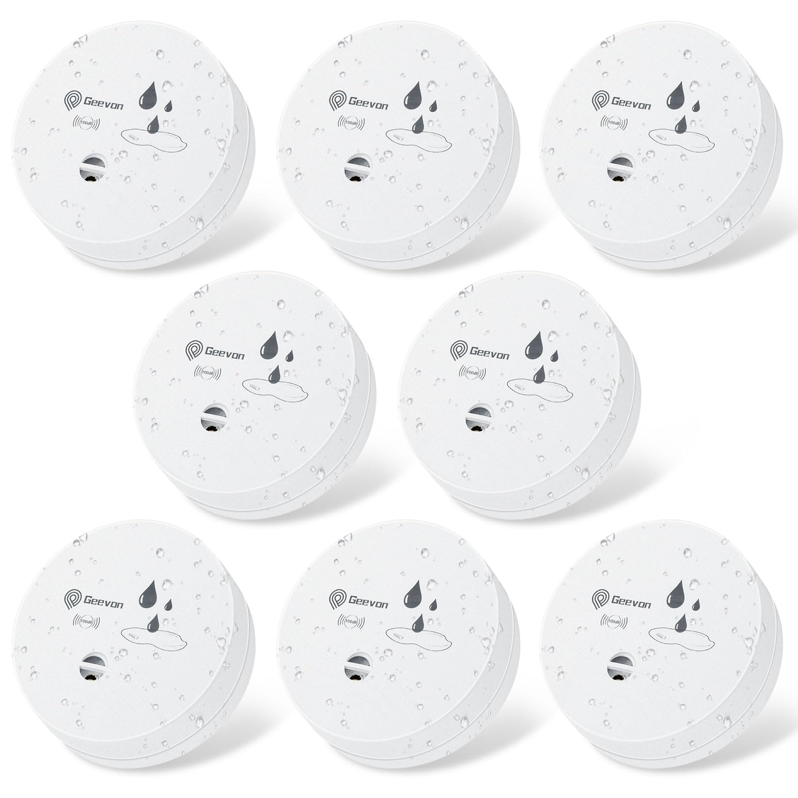 8 Pack Water Leak Detectors, 100dB Water Sensor Alarms Flood Detector for Basements, Bathrooms, Laundry Rooms, Kitchens, Garages, and Attics, Water Alarms Battery-Operated (Battery Included)
