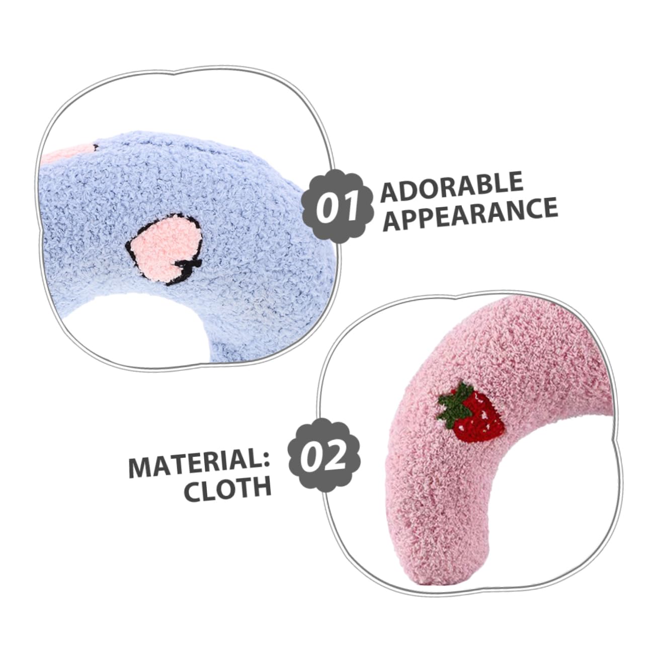 Kisangel Almohadas de Peluche para Gatos y Perros Pequeños 3 Almohadas en Forma de U para Dormir Cómodo, Fácil Limpieza y Uso en Interiores y Exteriores