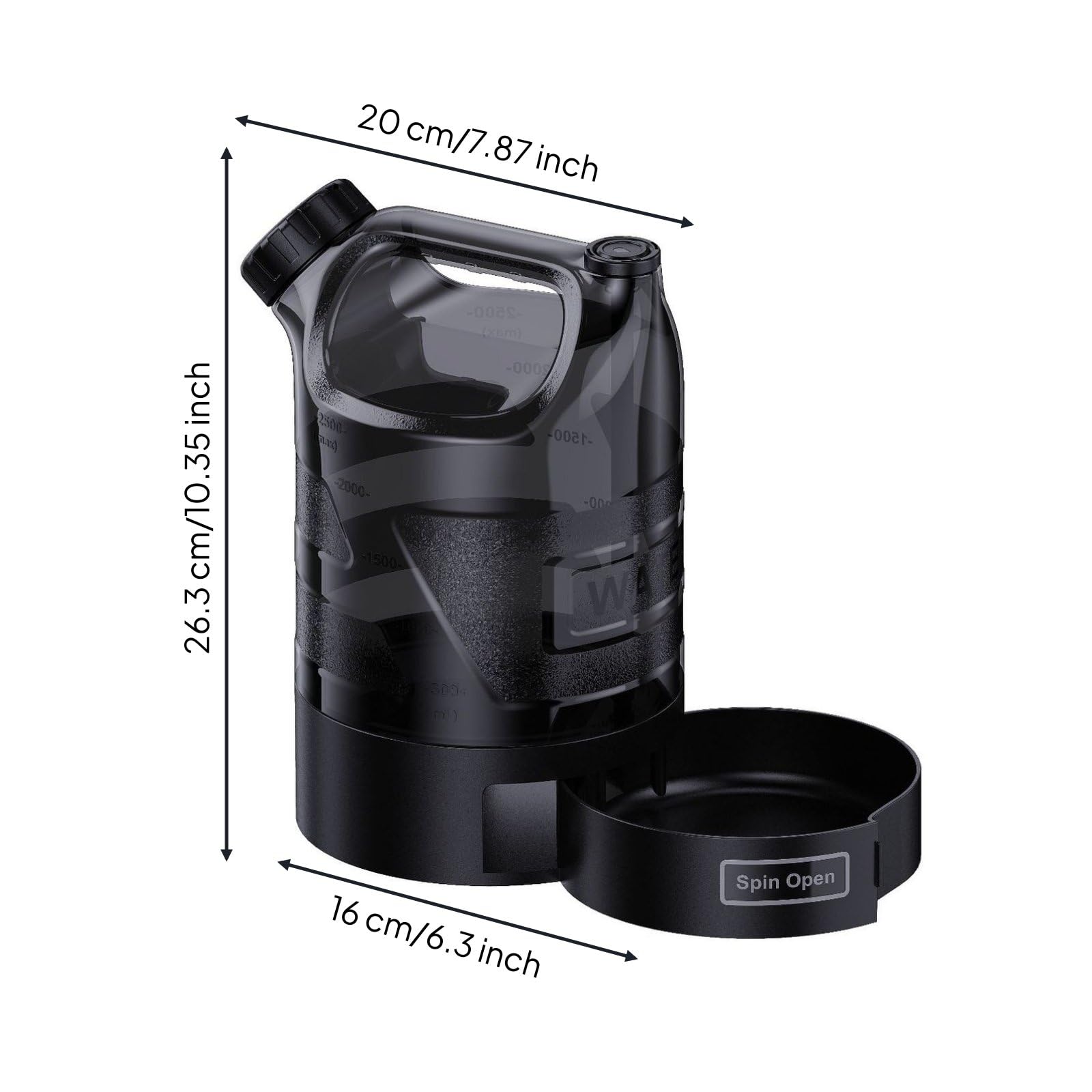 Borraccia per Cani Acqua Dispenser Bottiglia Ciotola Portatile 2.5l in Plastica Pet con Tasto per Acqua E Ciotola Integrata Richiudibile, style to 1