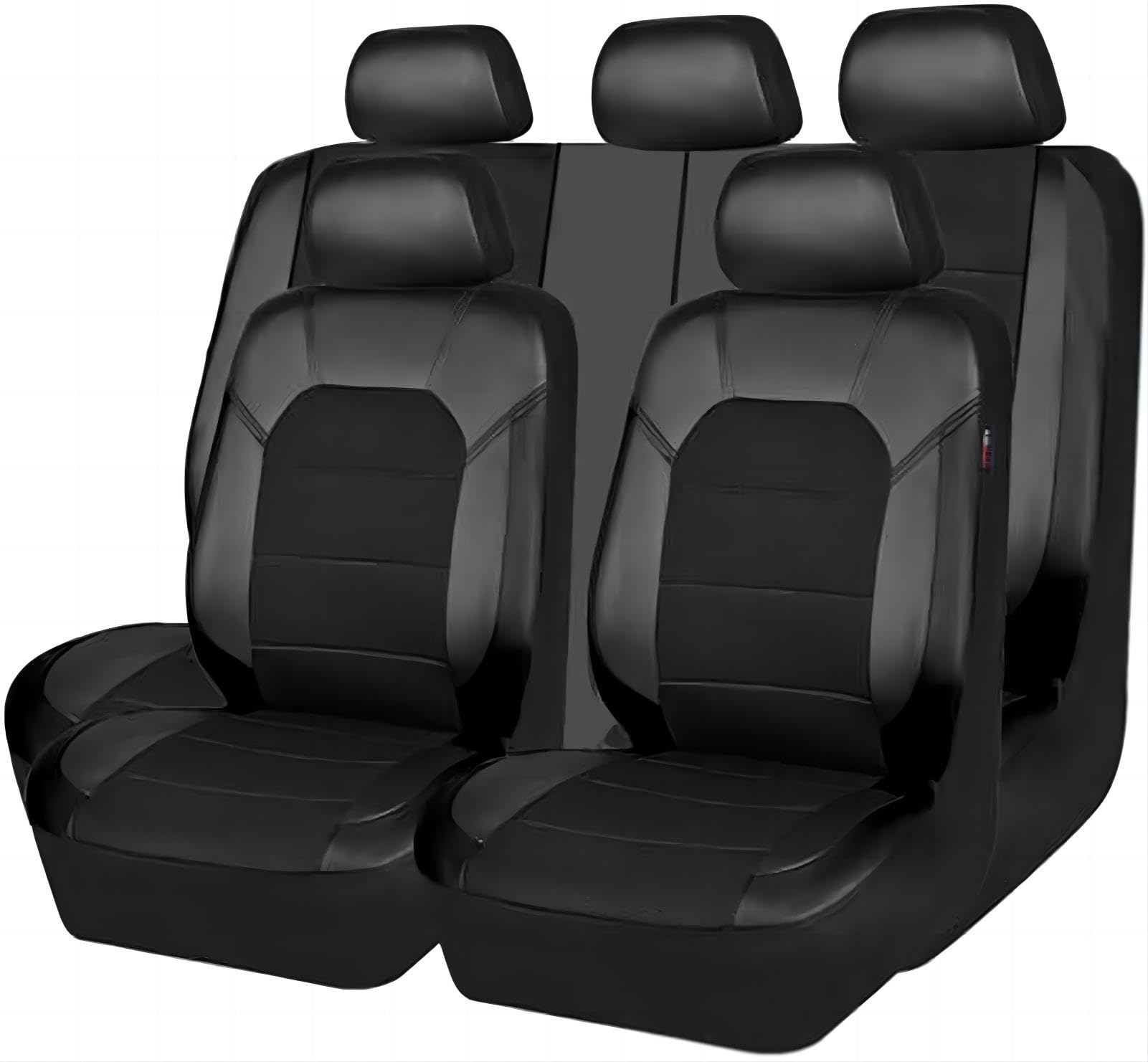 9 Piezas Coche Cuero Cubre Asientos Juegos para Hyundai i10/i20/i30/i40/ix20/ix35/ix55/ioniq/ioniq 5/Kona/Grandezza, Cómodo Interior Cubreasientos Protector Accesorios,Black