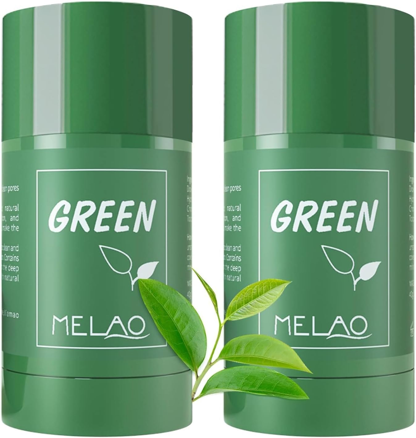 2 stuks groene thee-maskerstiften voor het gezicht, mee-eterverwijderaar met groene thee-extract, diepe reiniging van de poriën, vermindert mee-eters voor alle huidtypes van mannen en vrouwen