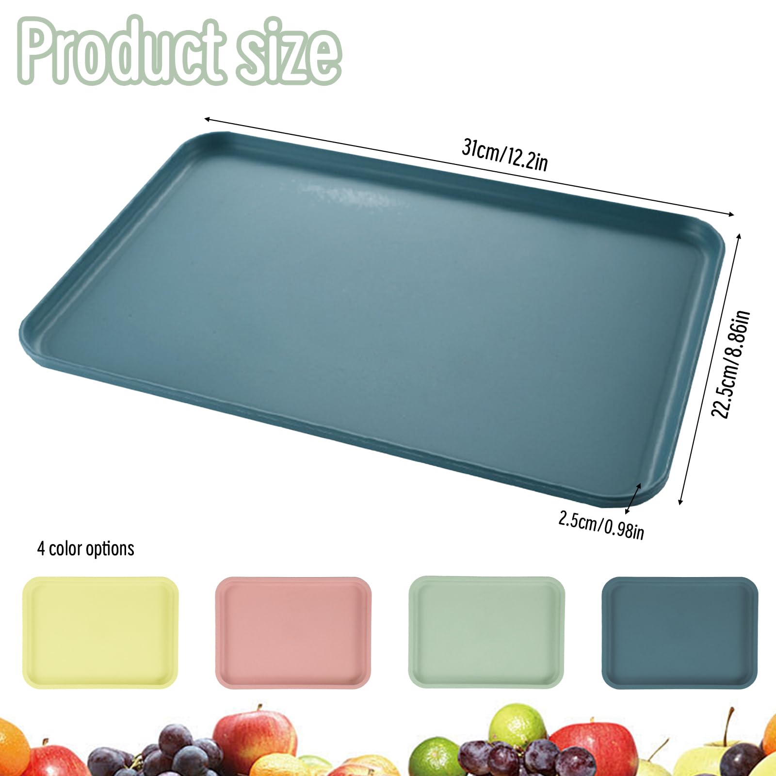 Bandejas de servir de plástico rectangulares de 4 unidades, 12,2 x 8,86 pulgadas, bandejas reutilizables para cocina, cafetería y restaurante