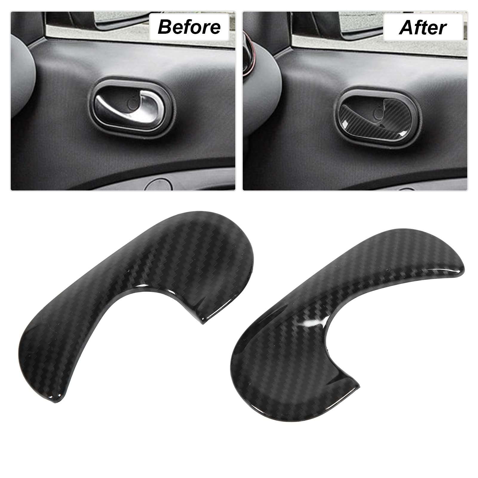 Copertura Maniglia Interna Porta in Stile Fibra di Carbonio per Fortwo A453 C453 Facelift 2015‑2020 Protezione Interni Auto Adesivo Decorativo -Graffio