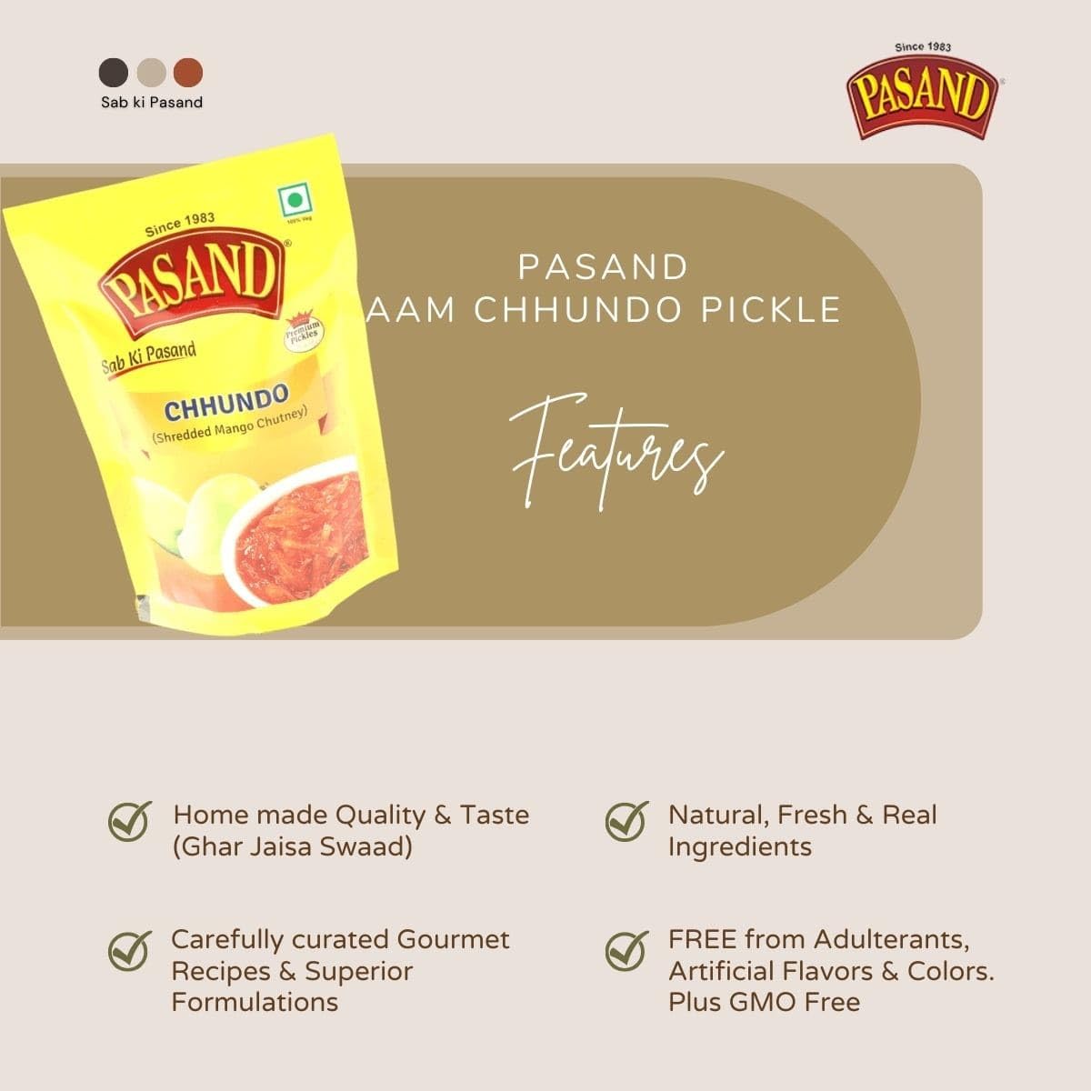 PASAND Chhundo 200g | Meetha Aam Ka Aachar | Traditional Gujarati Sweet Mango Achar | Murabba Style | Perfect Blend of Mango and Indian Spices | Travel Friendly | Seal Pouch