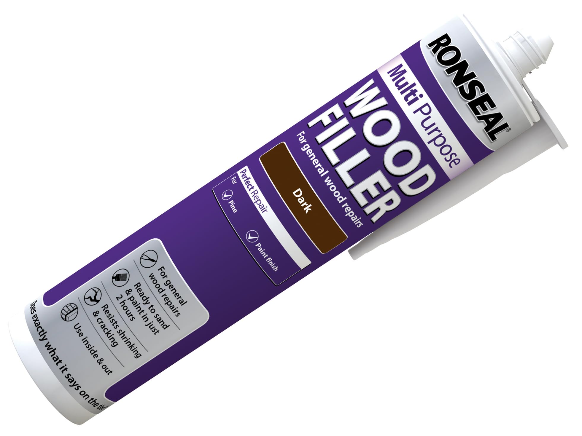 Ronseal MPWFD310 310ml Multi-Purpose Wood Filler Cartridge - Dark